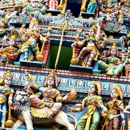 colorful huduism statues